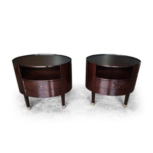 鋼烤木紋圓形床頭櫃 溫暖奢華氛圍：圖片 1