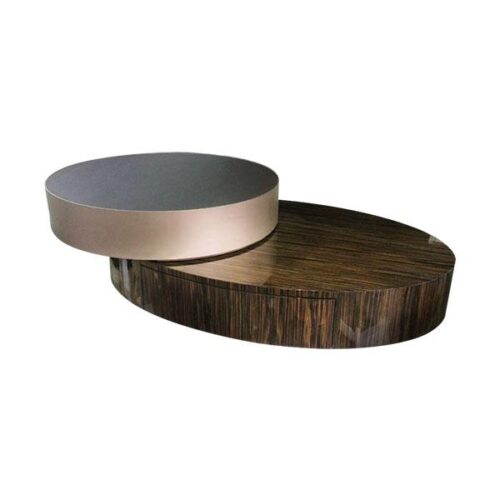 香檳金雙層橢圓茶几 極簡優雅奢華：圖片 1