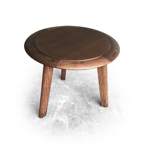 胡桃實木圓形邊几 溫潤天然紋理美：圖片 1