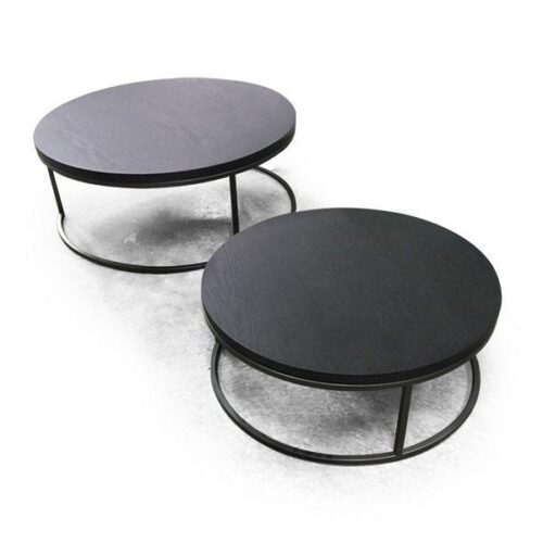 黑木紋黑鐵腳座圓茶几 簡約新寵：圖片 1