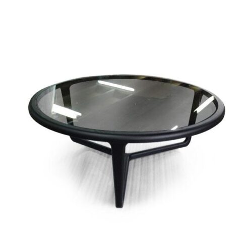 圓形實木框架灰玻茶几 空間光影焦點：圖片 1