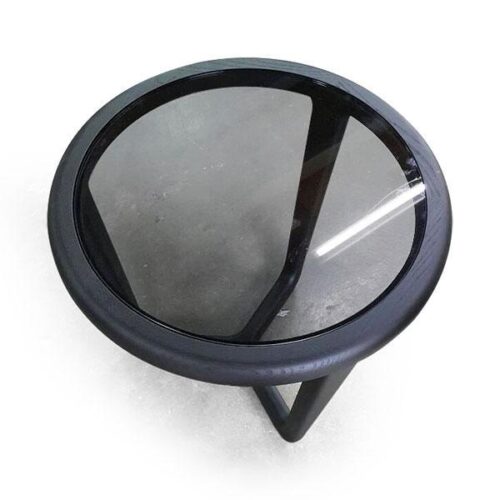 圓潤實木灰玻邊几 通透空間詩意：圖片 2