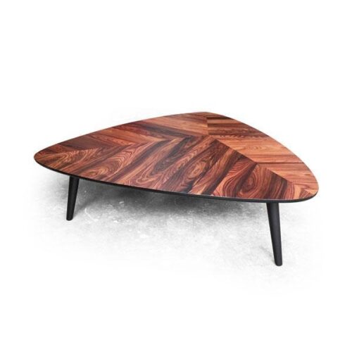 三角形圓角胡桃茶几 幾何輕奢空間感：圖片 1