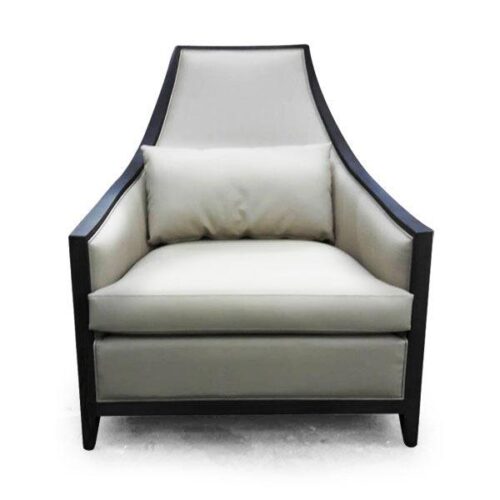 實木框邊繃皮單人沙發 優雅藝術休憩：圖片 1