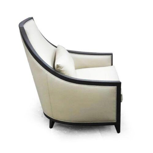 實木框邊繃皮單人沙發 優雅藝術休憩：圖片 2