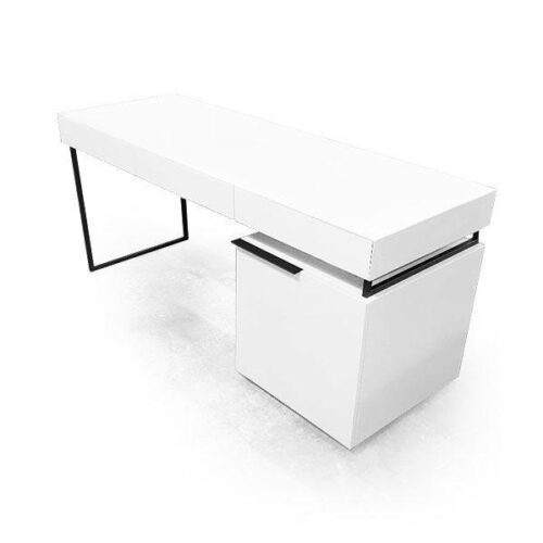 極簡白黑鐵腳辦公桌 輕盈懸浮美學：圖片 2