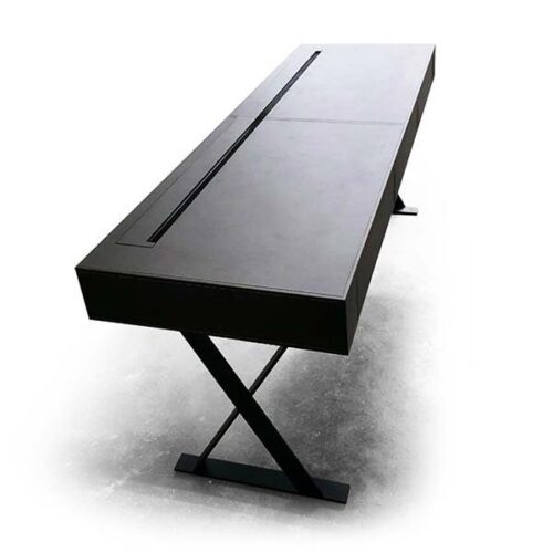 馬鞍皮面黑鐵腳書桌 幾何時尚美學：圖片 1