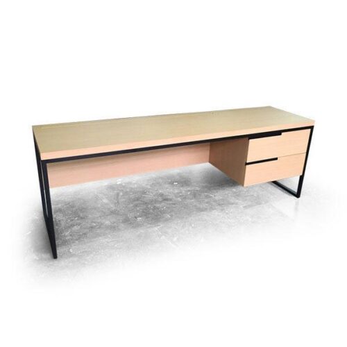 黑鐵框架淺橡加長書桌 輕盈北歐風：圖片 1