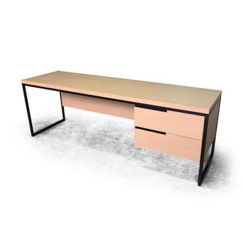 黑鐵框架淺橡加長書桌 輕盈北歐風：圖片 2