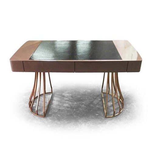 玫瑰金腳崁石面書桌 優雅藝術無限：圖片 1