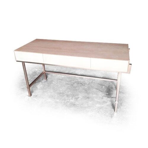 淺橡白抽鈦金腳書桌 現代機能美：圖片 1