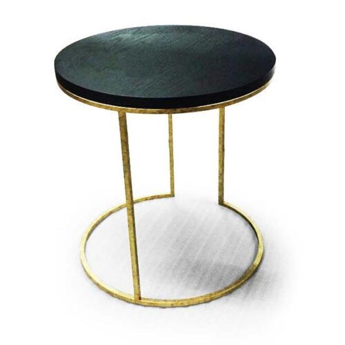 黑橡木金箔鐵腳圓邊桌 現代簡約新寵：圖片 1