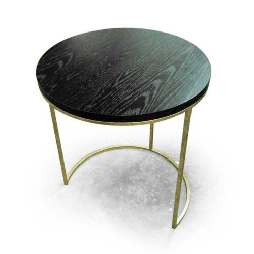 黑橡木金箔鐵腳圓邊桌 現代簡約新寵：圖片 2