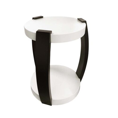 白色雙圓黑弧腳圓几 完美機能美學：圖片 1