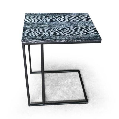 方型橡木紋黑鐵腳邊几 刷白木紋藝術氣息：圖片 1