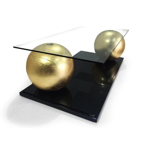 金箔球型藝術玻面茶几 空間華麗升級：圖片 1