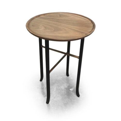 胡桃圓托盤黑鐵腳茶几 濃郁北歐質感：圖片 1