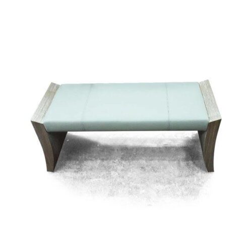 橡木弧腳皮革長椅 簡約輕盈藝術：圖片 1