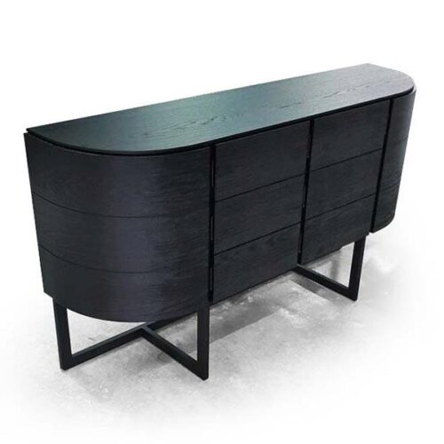 弧面木紋高腳抽屜櫃 空間收納藝術：圖片 1