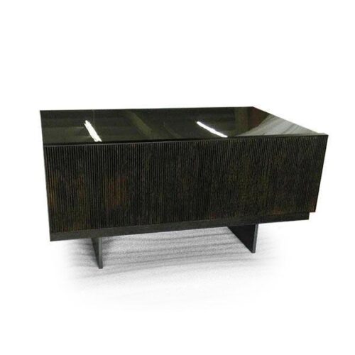 黑玻檯面黑鐵腳邊櫃 客廳空間藝術：圖片 1