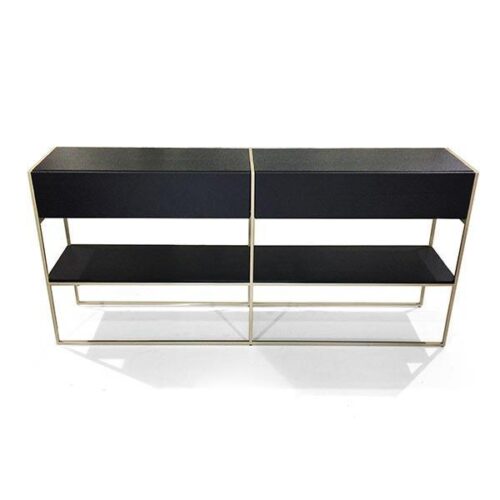 鈦金框架黑橡雙層架 現代輕盈奢華：圖片 1