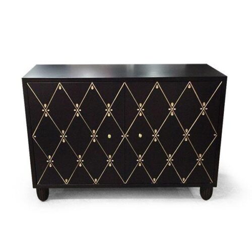 華麗黑木金菱紋邊櫃 餐廳藝術品：圖片 1