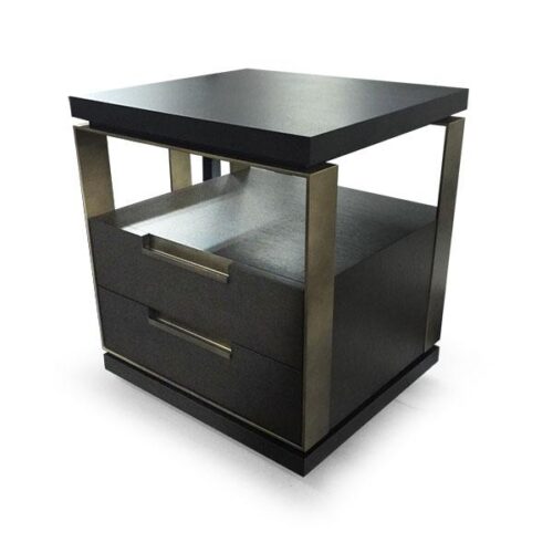 黑木金框床頭櫃 極簡床邊藝術品：圖片 1