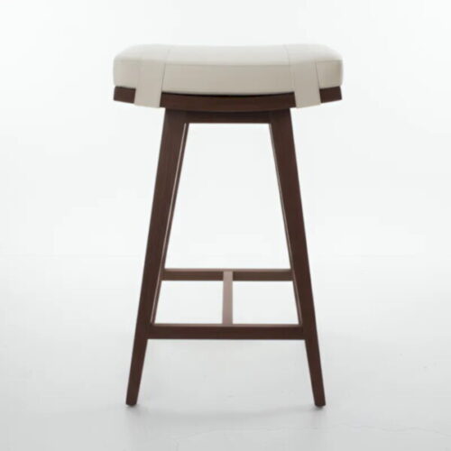 柔弧皮革實木高腳椅 木質×皮革優雅又舒適：圖片 2