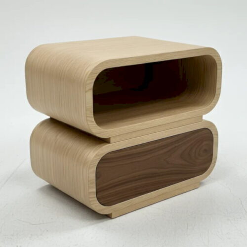 曲木雙層床頭櫃 橡木×胡桃搭配演出：圖片 1