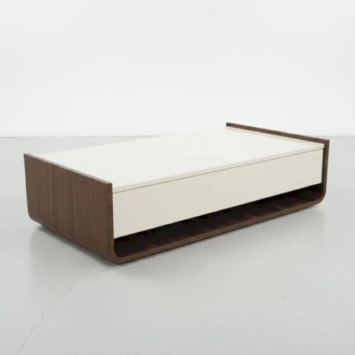 胡桃象牙白收納茶几 三角立體桌腳：圖片 1