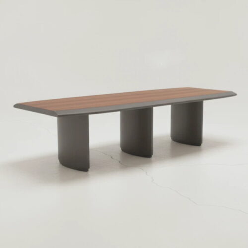 斜邊雙色木紋會議桌 給團隊安心討論空間：圖片 1