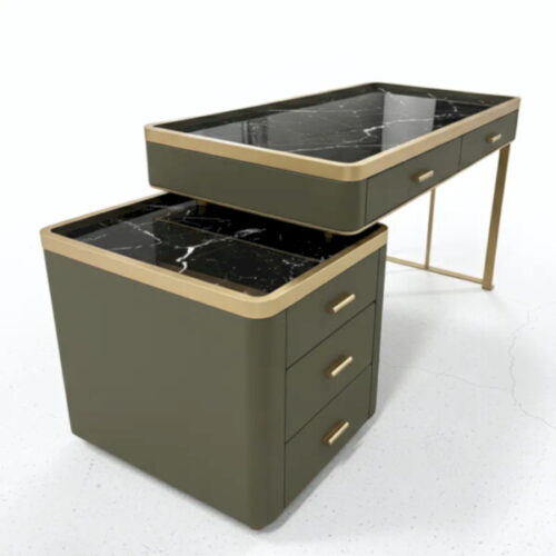 鈦金石面輕奢書桌 居家工作到化妝桌優雅切換：圖片 3