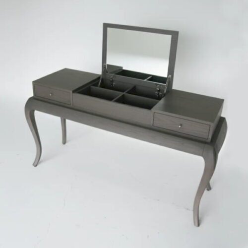 法式優雅多功能化妝台 隱藏鏡面收納設計：圖片 1