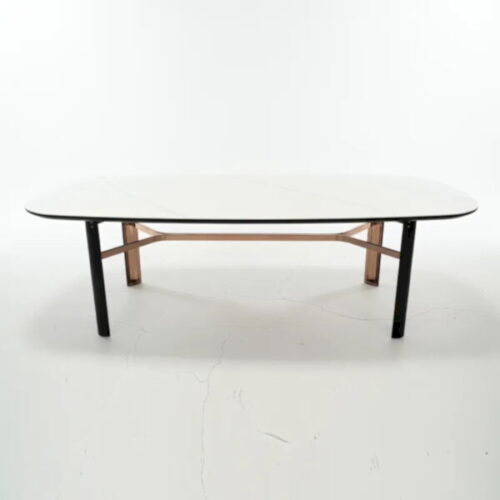 岩板餐桌訂製 白岩橢圓鈦金餐桌 鈦金加上岩版輕奢風格：圖片 2