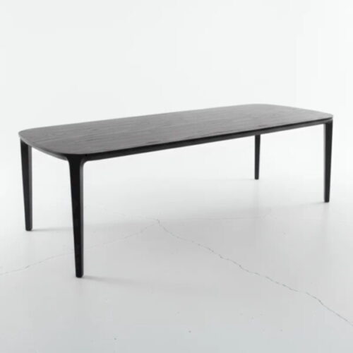 墨界圓弧實木餐桌 深邃紋理營造高級餐廳氛圍：圖片 1