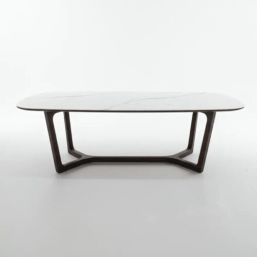 訂製餐桌 白色石境木語餐桌 雕塑感實木底座：圖片 2