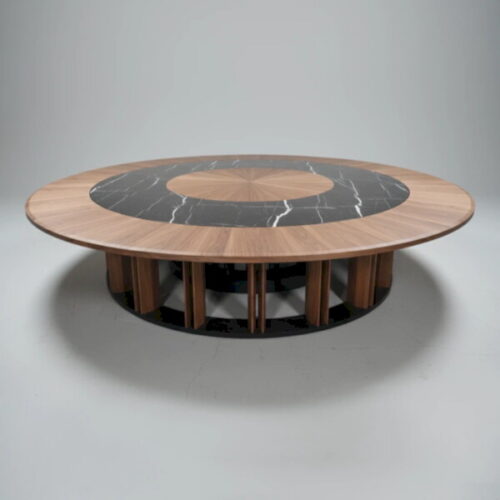雲峯圓舞曲大圓桌 溫潤木質結合大理石圓環：圖片 1
