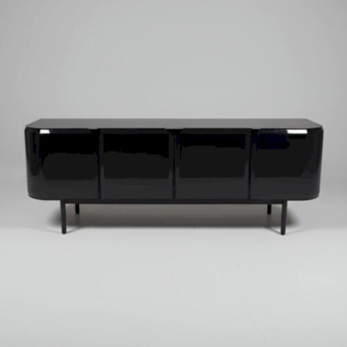 黑曜圓角高腳邊櫃 像台黑色鋼琴的高級長櫃：圖片 2