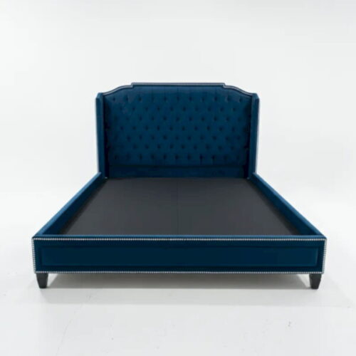 釘釦藍絨高背雙人床 勾勒華麗優雅輪廓：圖片 2