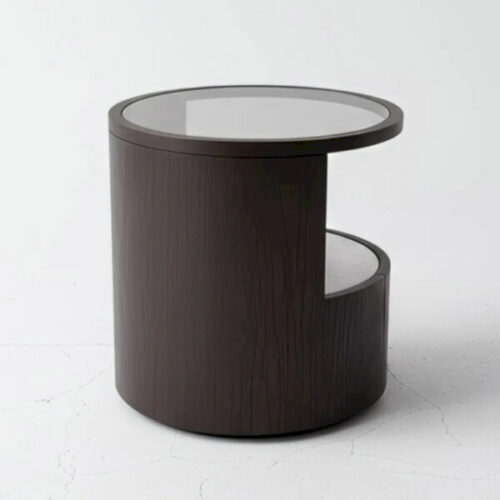 簡約橡木石面床頭櫃 清玻x石材x木紋：圖片 2