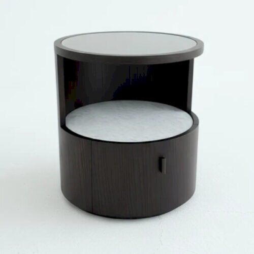 簡約橡木石面床頭櫃 清玻x石材x木紋：圖片 3