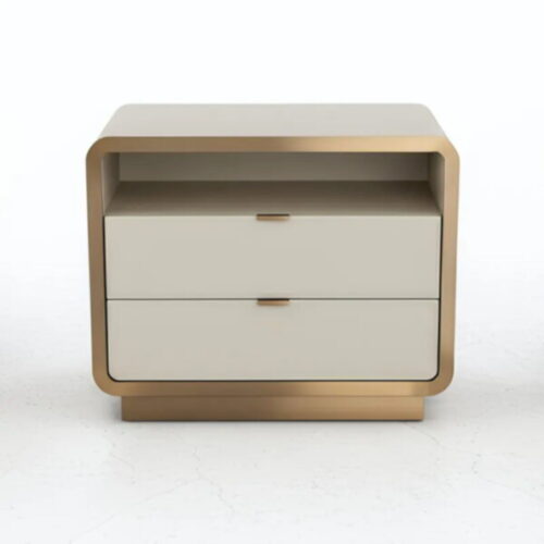 香檳金弧邊床頭櫃 精品飯店輕奢感：圖片 2