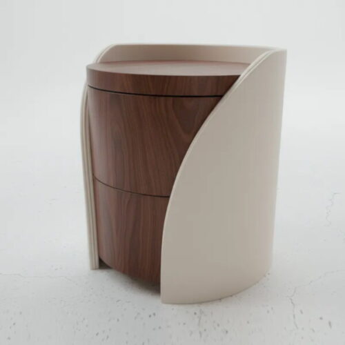 圓弧皮革木紋床頭櫃 臥室畫下最美的句點：圖片 1