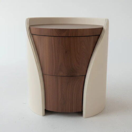 圓弧皮革木紋床頭櫃 臥室畫下最美的句點：圖片 2