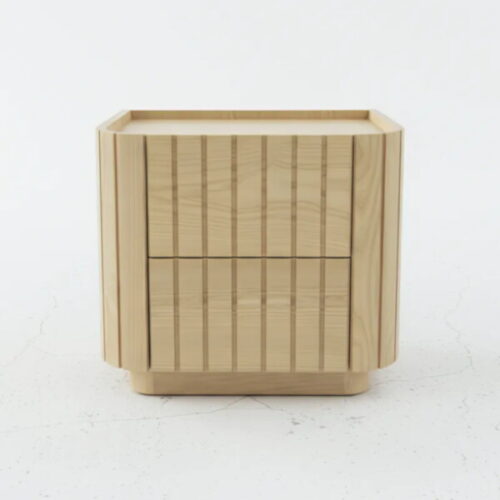 木語圓角線條床邊櫃 立體木條北歐風格：圖片 2