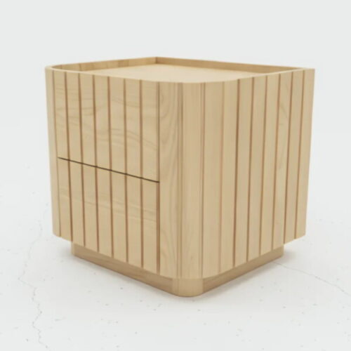 木語圓角線條床邊櫃 立體木條北歐風格：圖片 1