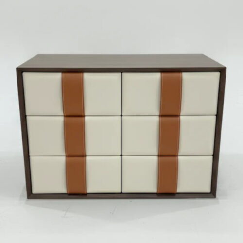 棕色皮帶六抽斗櫃 輕奢時尚生活：圖片 2