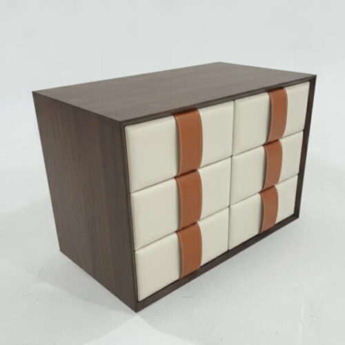 棕色皮帶六抽斗櫃 輕奢時尚生活：圖片 1