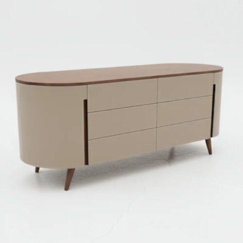 橢圓米色皮革面置物櫃 優雅收納空間魔法：圖片 1