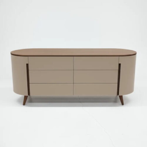 橢圓米色皮革面置物櫃 優雅收納空間魔法：圖片 2